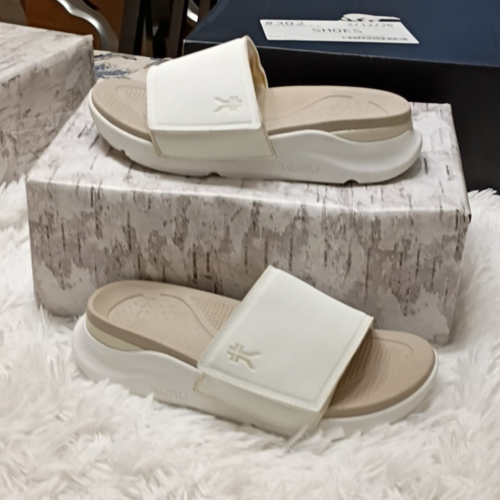 KURU Moment Cream Arch supportive premium recovery slide Sandals Arch Support